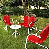 Crosley 4-Piece Griffith Metal Outdoor Conversation Seating Set, Red