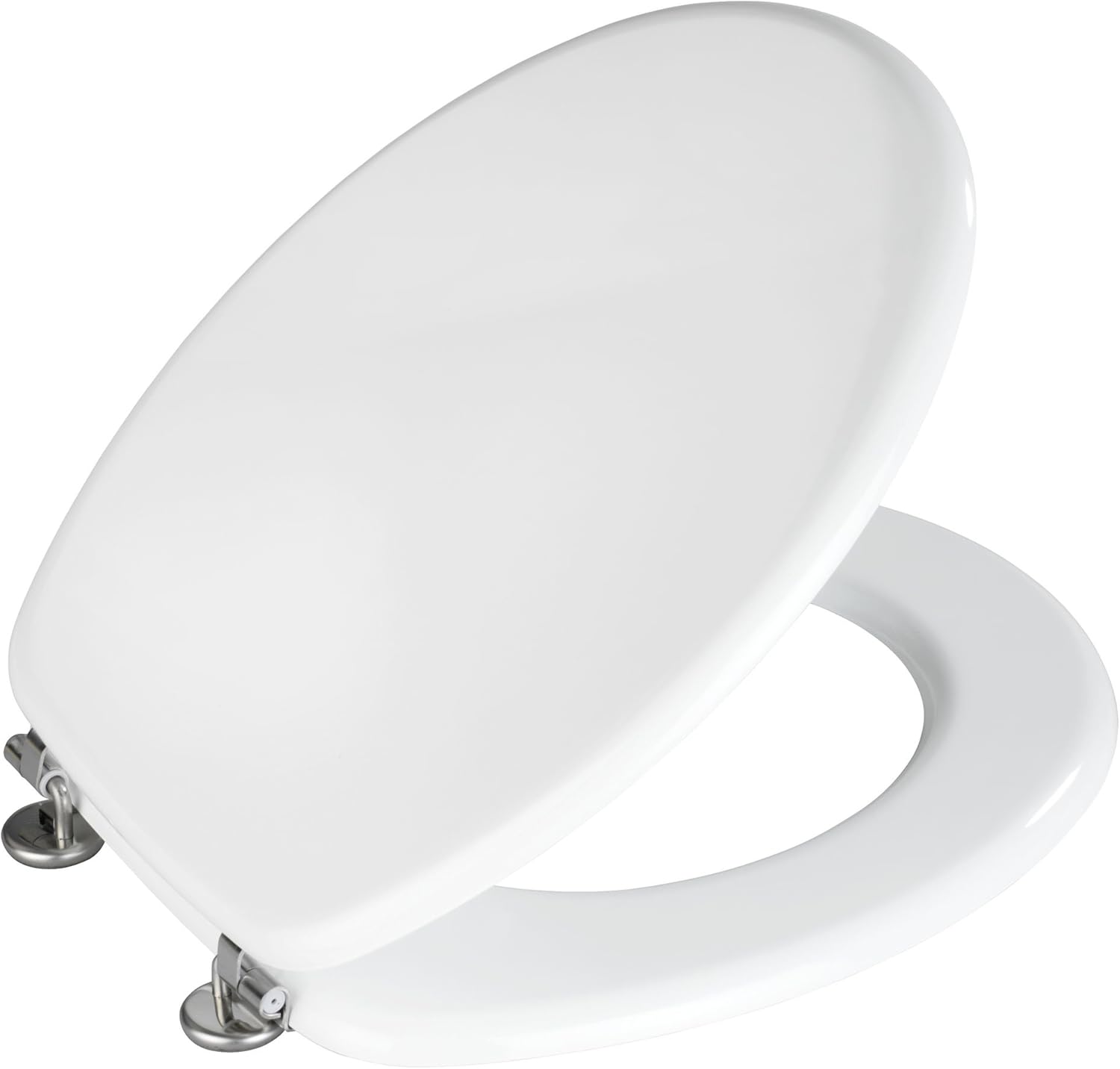 Wenko 154008100 Toilet seat, rustproof Stainless Steel mounting, MDF, 37.5 x 43.5 cm, White, 37.5 x 43.5 x 10 cm - Image 4