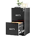 INTERGREAT 2 Drawers File Cabinet with Lock, 18" D Vertical Filing Cabinet for Home Office, Metal Black File for Hanging Letter/F4/A4/Legal Size Folders, Easy Assemble