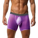 Evankin Men's Boxer Brief Underwear Ice Silk Mesh See Through Underpants Sports Extended Anti Crotch Shorts Running