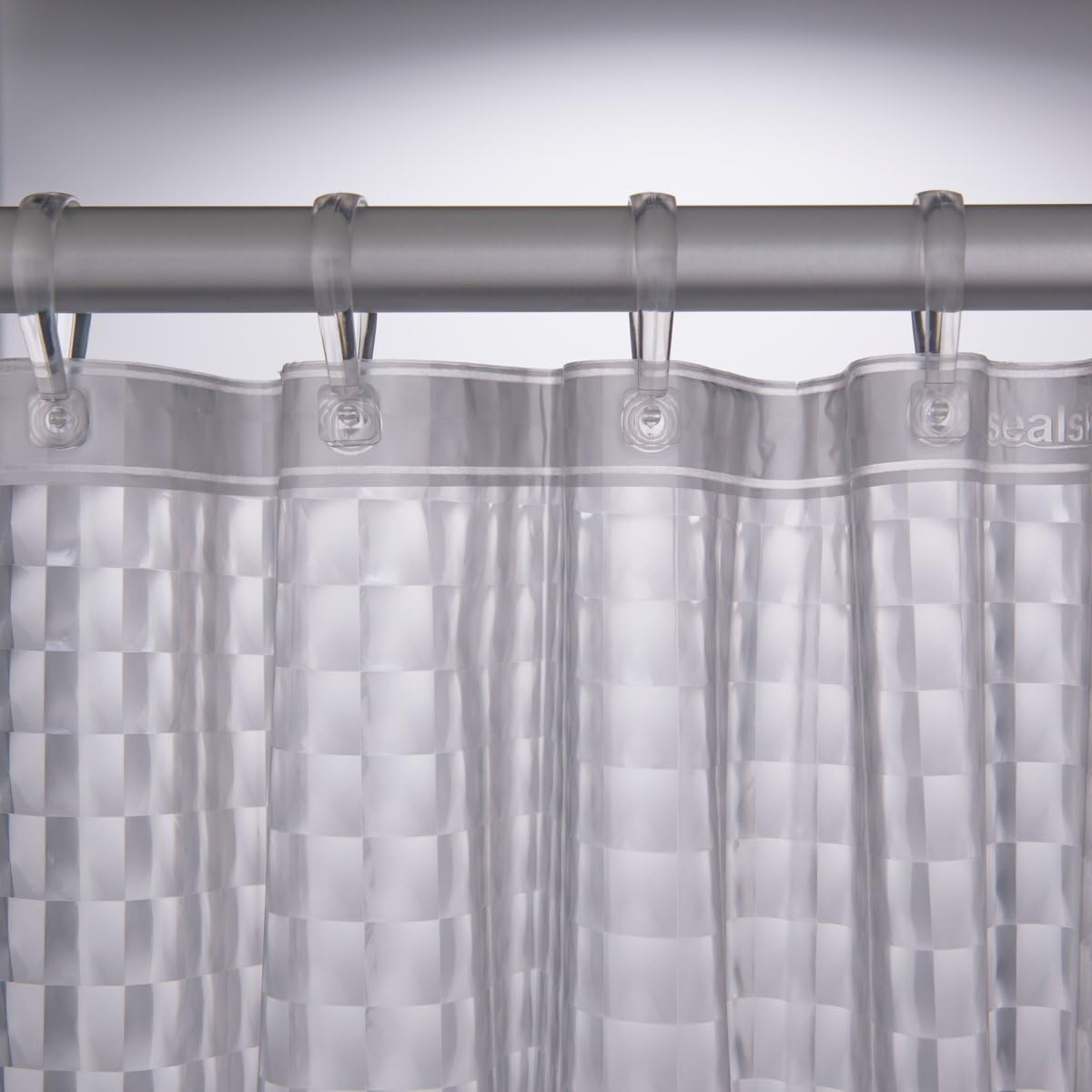 Sealskin Prisma Shower Curtain, PEVA, Transparent, 180 x 200 cm, Clear With Prism Design, W 70.9" x L 78.7" (1 Panels) - Image 4
