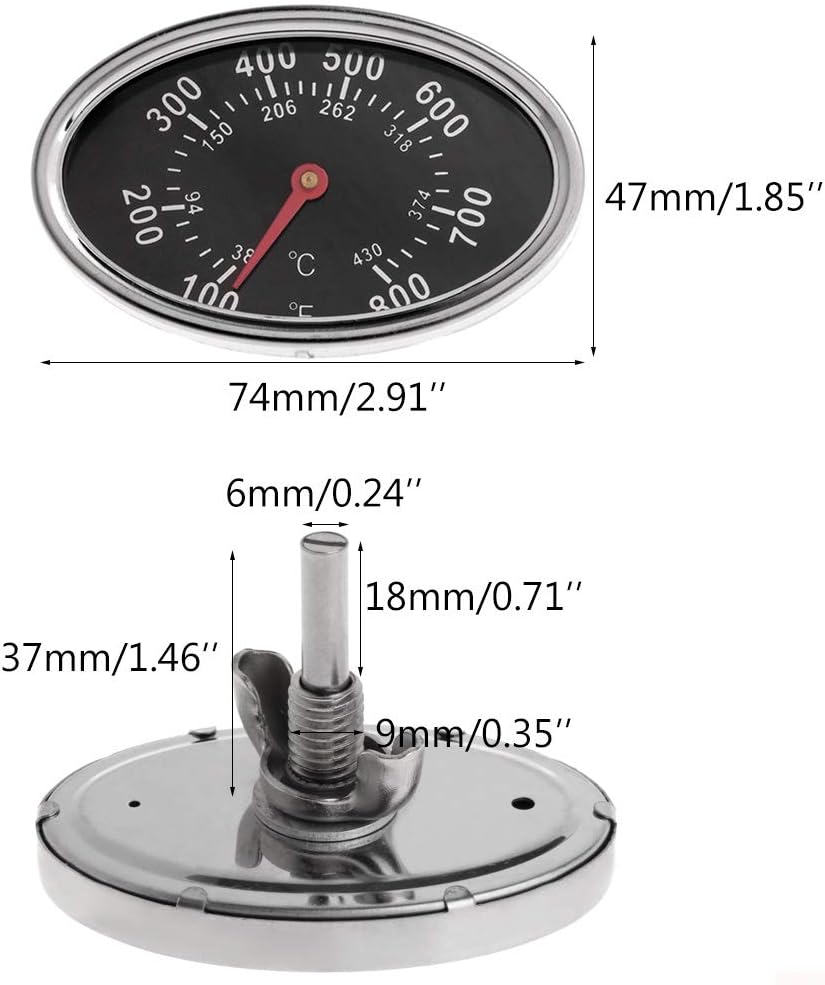 Chou 800 ° F Oval Grill Thermometer 100-800℉ / 50-370℃