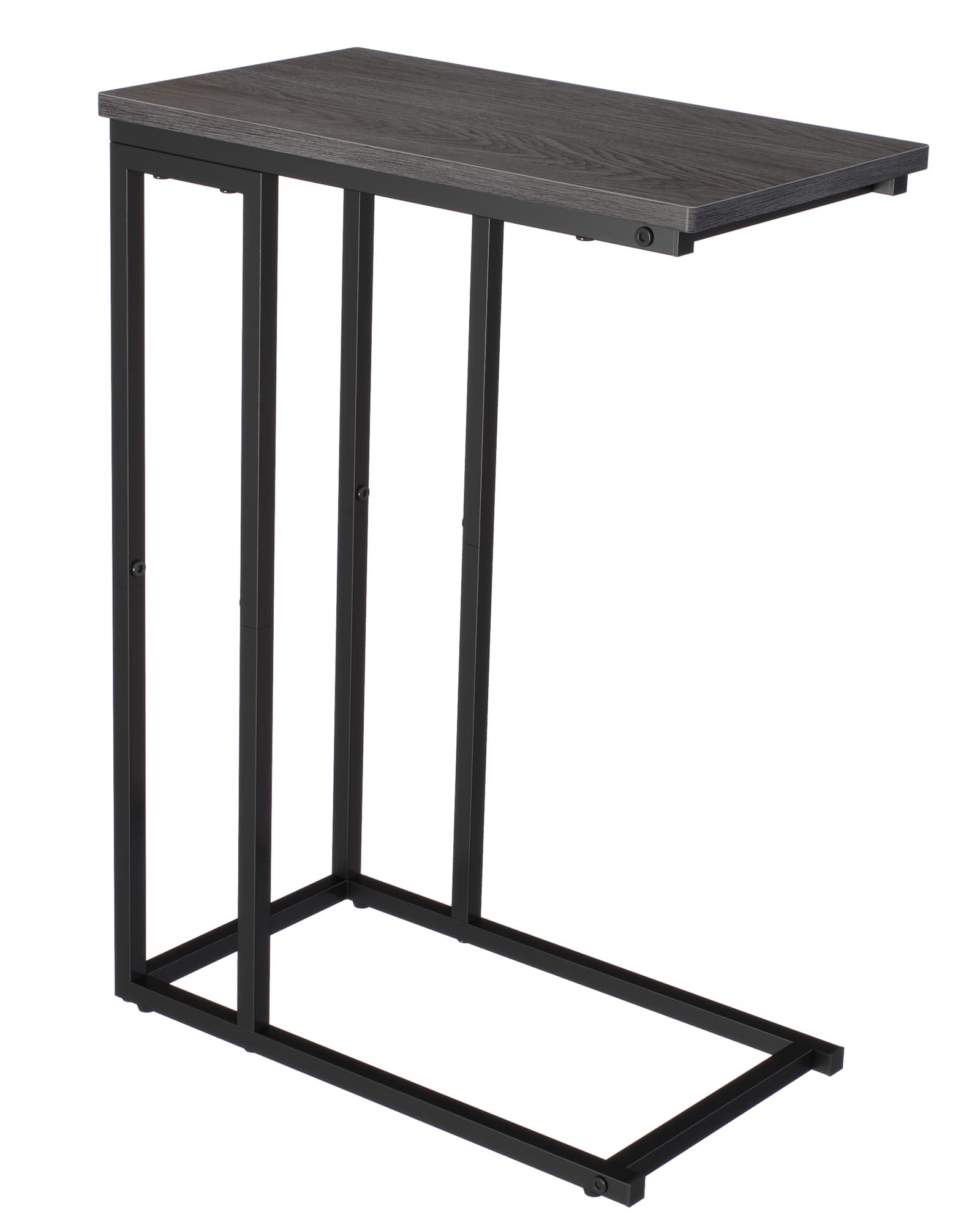 Yusong Small C Shaped End Table, Slim Narrow Couch Side Tables Slide Under Sofa Bed, Skinny Snack Tray Table for Coffee Laptop in Living Room,Easy Assembly, Grey and Black — image 1
