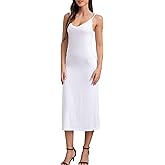 Cmumienzink V Neck Long Full Slips for Women Under Dresses Adjustable Straps Midi Cami Dress
