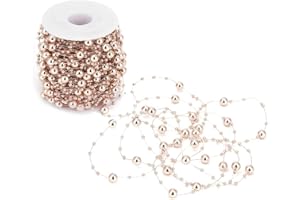 Pearl Beads Chain Rose Gold ABS Imitation Pearl String Garland Beads Chain for Decorating Christmas Tree DIY Craft Garland We