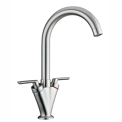 Funime Modern Kitchen Sink Mixer Tap Brass Brushed Dual Lever