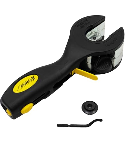 Ratcheting Tubing Cutter – 2025 Upgrade, 2-in-1 Compact Design, Cuts Copper, PVC, PPR & Soft Metal, 1/4" To 7/8" Capacity (Red)