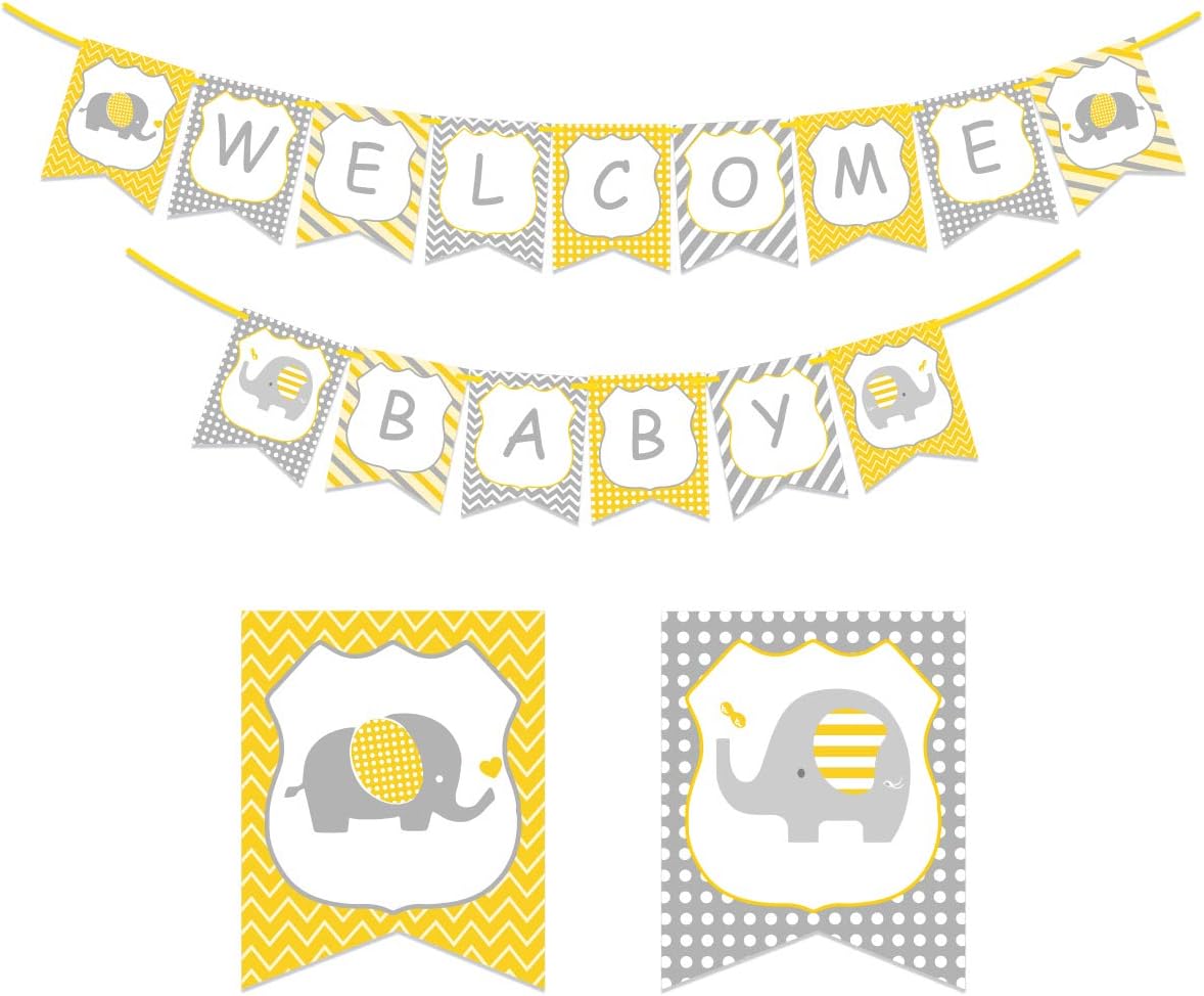 Kreatwow Baby Shower de Elefante Amarillo - Banner de Bienvenida para