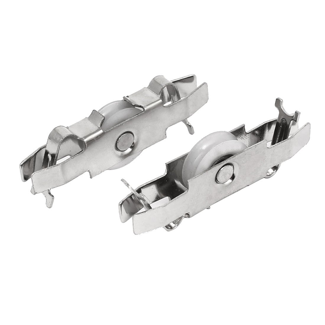 sourcing map Showcase Door Sliding Rollers Clamp Wheels Pulleys 2pcs for 8mm Thickness Glass