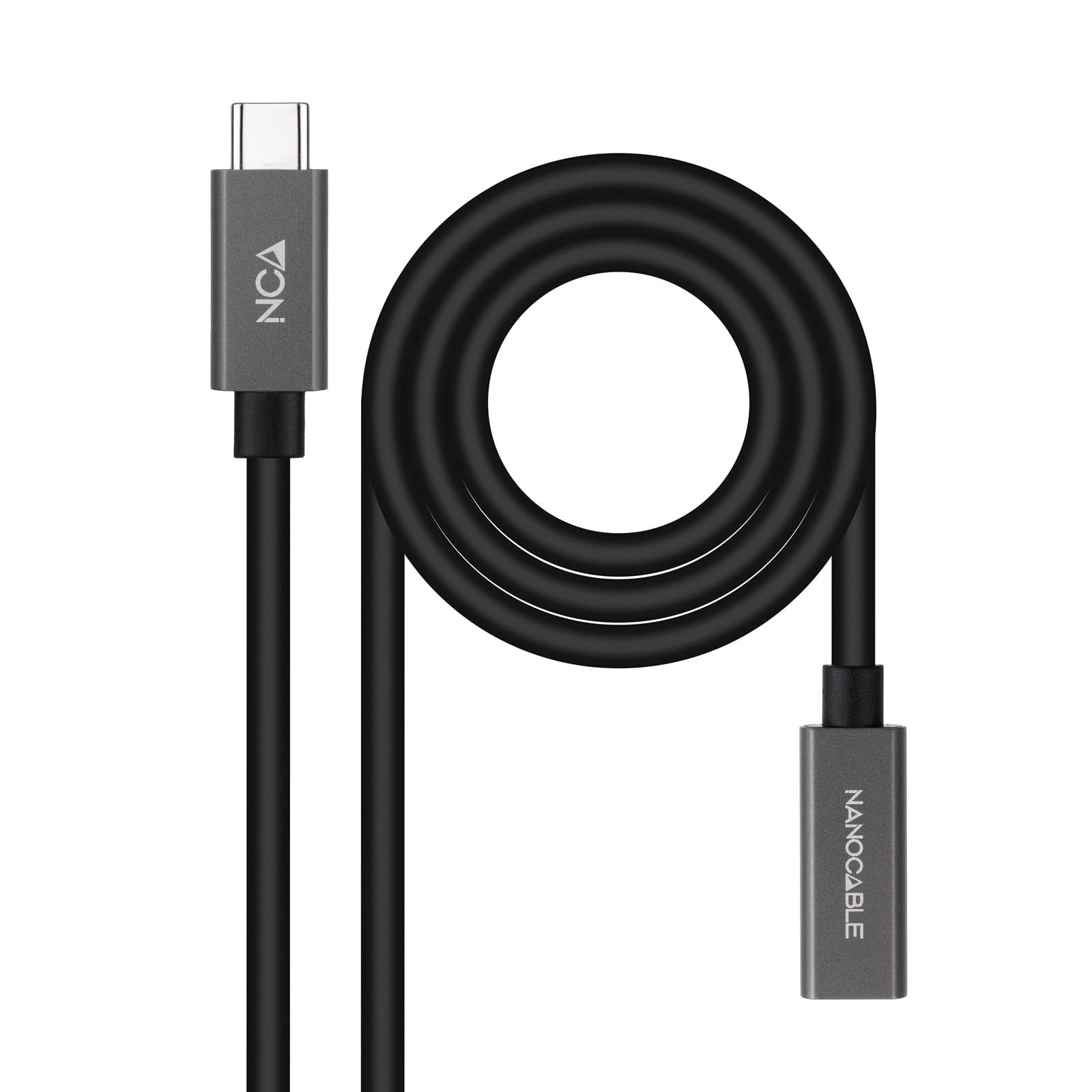 NANOCABLE 10.01.4401-L150 USB 3.2 Gen2x2 20Gbps 3A, 4K/60Hz, USB-C Male to USB-C Female Cable, Black, 1.5m