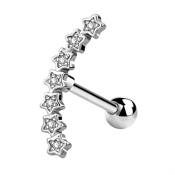 Melighting Helix Earrings 16G Helix Piercing Clear CZ Helix Jewellery