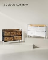SONGMICS Chest of Drawers 5 Fabric Drawers Steel Frame Rustic Brown Ink Black view 6