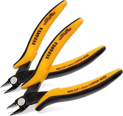 YUFANYA 2Pcs Wire Cutters Micro Flush Cutters PVC Grips Yellow
