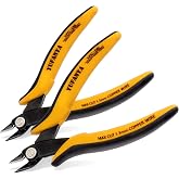 Micro Flush Cutter,Ultra Sharp Micro Wire Cutter Side Cutter with Internal Spring &amp; Soft Rubber Handle,Diagonal Cuting Pliers for Electronics,jewelry making,Plastic,Zip Ties,Yellow &amp; Black