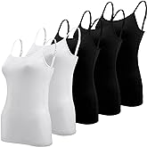 BQTQ 5 Pcs Women's Camisole Tank Top Undershirt Spaghetti Strap Basic Camisoles