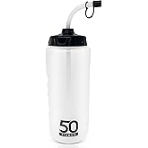 1 Liter Water Bottle with Straw | Hockey Water Bottle with Long Straw | Easy Squeeze Bottles + Built In Finger Grip | BPA-Free Sports Water Bottle for Football, Lacrosse & Boxing | Made in USA