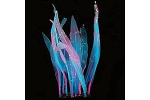 REIRQIE 1Pcs Aquarium Decoration Plants Simulation Artificial Water Grass Fish Tank Decor Silicone Glowing Kelp Ornament Fish Tank Plant Aquarium Accessories,Blue,7.08in