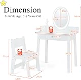 Maxmass Kids Vanity Table and Chair White with LED Mirror and Drawer view 6