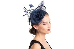 SAFERIN Women's Fascinators Feathers Tea Party Hat Veil Headband with Hair Clip for Cocktail Church