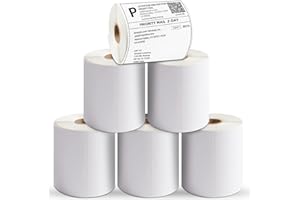 AKOGIRSE 4"x6" Direct Thermal Shipping Labels, 6 Rolls/1500 Labels, Perforated, White Mailing Postage Label Thermal Paper Roll Compatible with MUNBYN Rollo Zebra, Permanent Adhesive, Commercial Grade