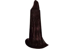 BIGXIAN Long Hooded Cloak Velvet Cape Witch Costume Halloween Costumes for Women Men