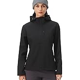 HOTSUIT Women's Softshell Fleece Lined Warm Windbreaker Jacket Light Hooded Water Resistant Rain Coat for Travel Daily