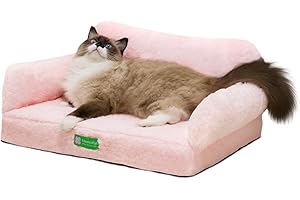 MEWOOFUN Cat Bed for Indoor Cats Orthopedic Dog Bed for Small Medium Dogs, Egg- Foam Pet Bed with Removable Washable Cover and Non-Slip Bottom (Medium, Pink)
