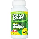 KITTY KA-ZOOM Catnip Bubbles for Cats, 5 oz | Built-in Wand | Catnip-infused bubbles for cats with built-in wand, 5 oz; interactive chase play; grown in Canada &amp; USA, hand-harvested