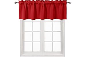 DWCN Red Christmas Kitchen Valance for Windows Rod Pocket Window Valance Curtains for Kitchen Bedroom Living Room 60 x 18 inch Long,1 Panel