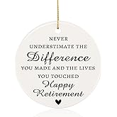 Aremdys Retirement Gifts for Women Men, Retirement Ornament Gift 2026 for Teacher Boss Nurse Friends Grandparents, Ceramic Retired Keepsake Decor for Xmas Tree