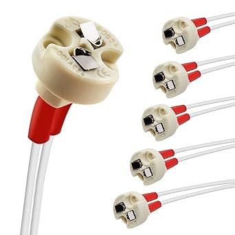 DiCUNO Bi-Pin Basis, G4, G6.35, GY6.35, GX5.3 MR16, GZ4 MR11, Halogen Glühlampen LED Sockel Keramik Lampenfassung (6 Stück)