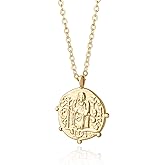 Aobei Pearl 18K Gold Plated Moon Star Lion Evil Eye Love Heart Cross Pendant Necklace Medallion Paperclip Chian Choker Layering Jewery for Women