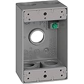SIGMA ENGINEERED SOLUTIONS 14253-5 Metal Electrical Outlet Box, Weatherproof, Easy Mount Plug and Receptacle Protector, Gray, (5) 3/4-Inch Holes, 1 Gang Box