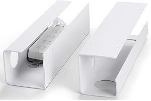 Large Capacity Cable Management Tray 2 Pack, Under Desk Cable Tray (2xL15.7in), PVC Standing Desk Cable Management, Cord Mana