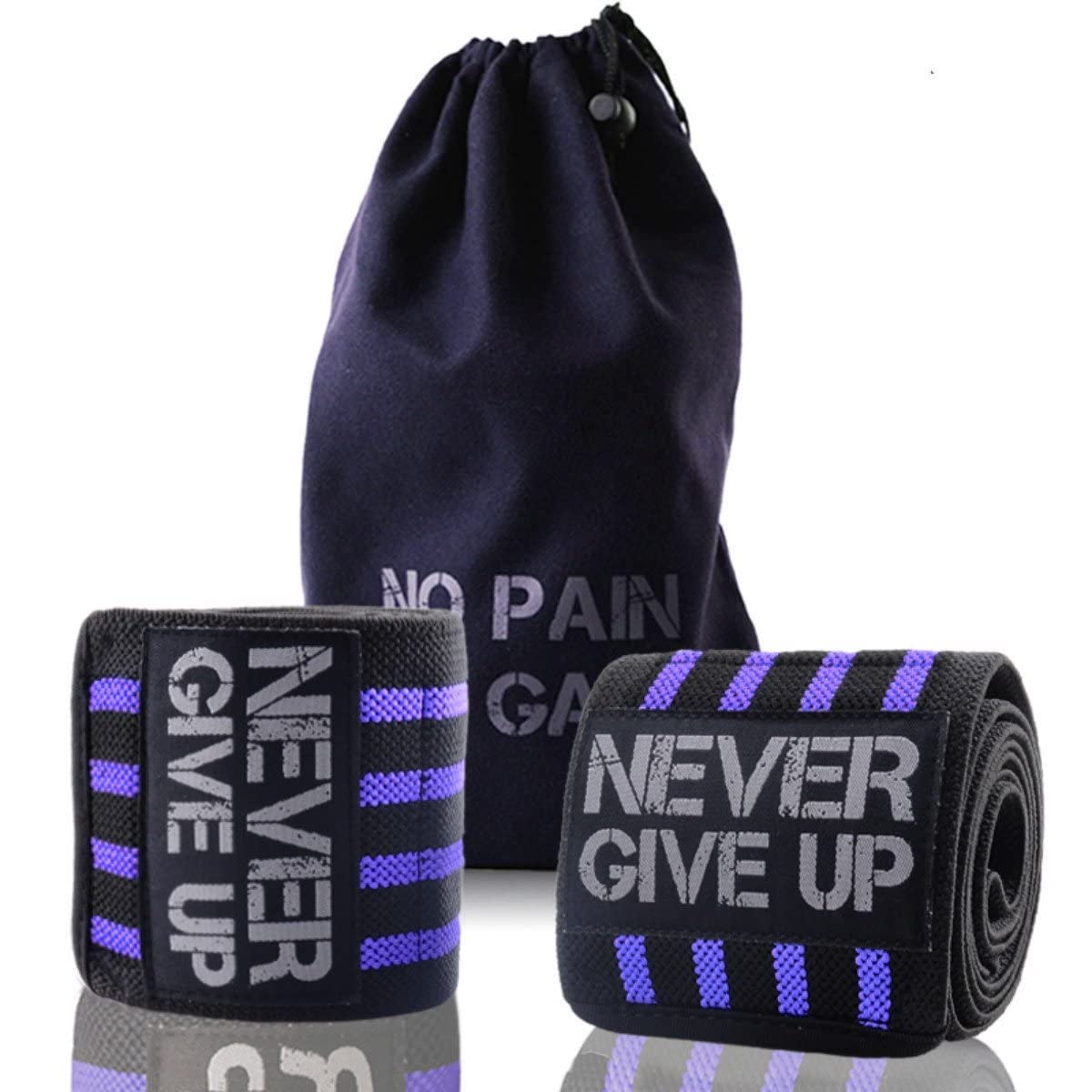 HemeraPhit Professional 40" Elbow Wrist Wraps Pair of Elbow Support Brace for Weight Lifting, Chin Up One Pair with Carry Bag (Dark Blue)