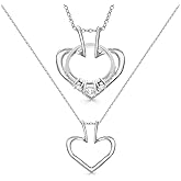 QCWN Ring Holder Necklace for Women Silver Adjustable Heart Necklace Holder Keeper for Women Men Wedding Engagement Ring Holder Jewelry Gift for Wife Nurse Doctor Girlfriend