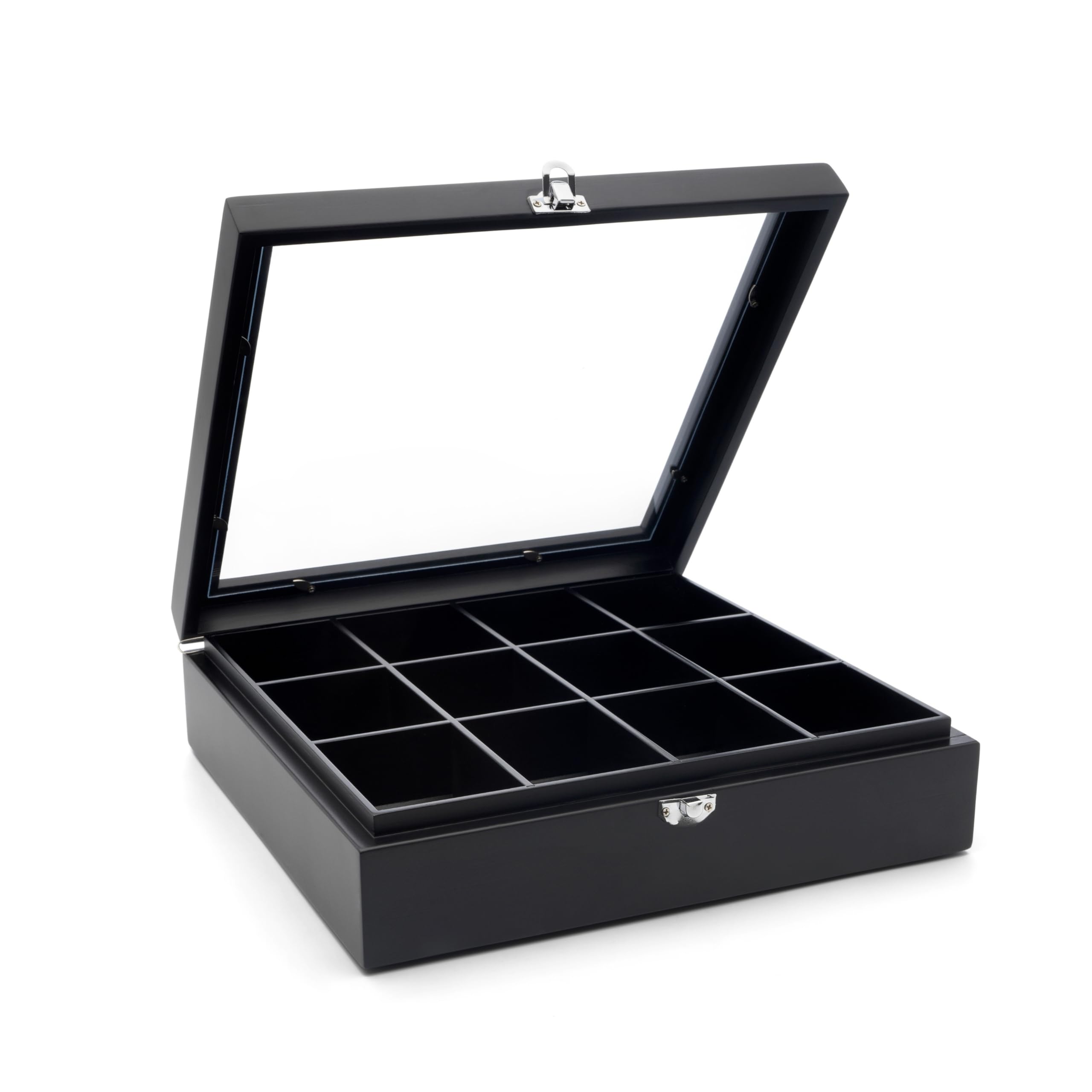 Bredemeijer Tea Bag Box 12 Compartments with Window Black