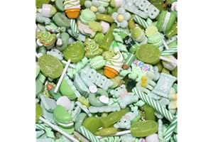 BOMBOM TREE 50 Pcs Slime Charms Easter Set DIY Craft Mixed Making Resin Jewery Making Kit, Resin Flatback Slime Beads Making Supplies for DIY Scrapbooking Crafts (Green)