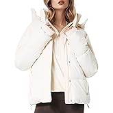 Wyeysyt Women's Cropped Puffer Jacket Winter Coat Fur Lined Quilted Jacket with Removable Hood
