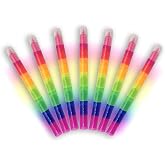 NLR FUN Stackable Rainbow Highlighters for Kids, 6 Colors x 7 Pieces Fluorescent Markers, Portable Coloring Pens for School, Art &amp; Party Favors