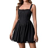 EYNMIN Corset Mini Graduation Dress 2026 Summer Lace Up Flowy A Line Short Dresses for Women Floral Casual Sundress