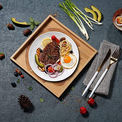 LunaLife Serving Tray Bamboo,Wooden Decorative Vanity Trays, Cheese Platter for Food Breakfast,Tea Coffee,Makeup or Home Decor, Human Face Pattern，11L x 11W