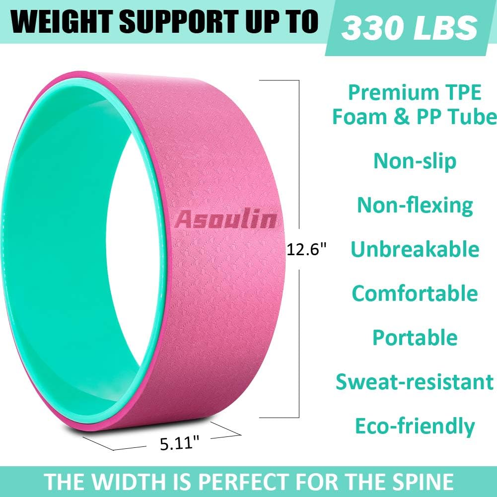 Yoga Wheel for Back Pain & Stretching, 12.6"x5.11" Yoga Roller Back Wheel Yoga Prop Wheel with Thick Cushion for Improving Flexibility, Backbends & Yoga Poses-Support 330LBS, Strong & Comfortable : Sports & Outdoors