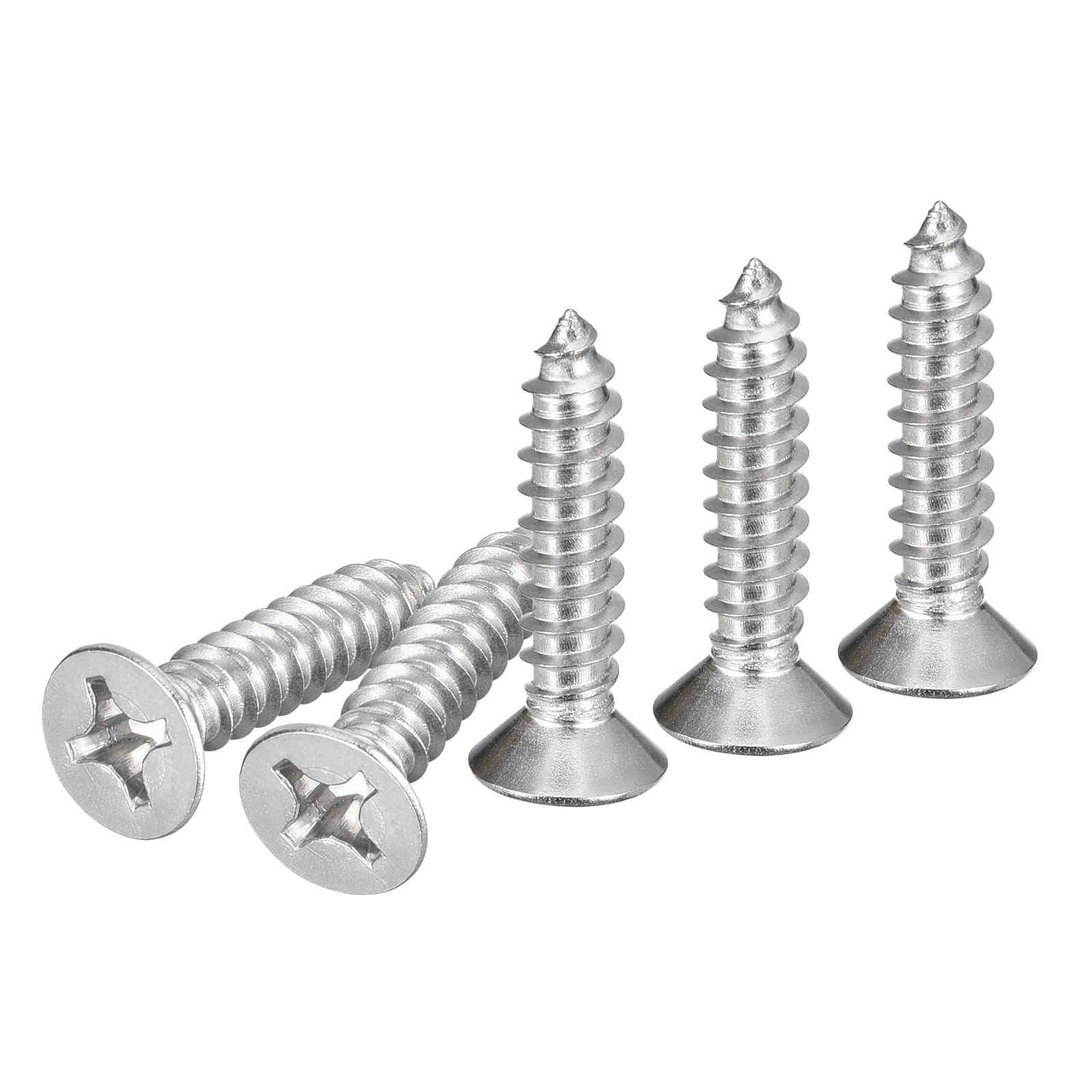 DTGN 50Pcs #12x1" Flat Head Wood Screws, 304 Stainless Steel Phillips Self Tapping Screws - Good for Woodworking, Furniture - Silver