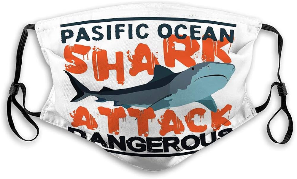 Unisex Mouth Cover Reusable Face Cover Surfing Graphic Print Shark Attack California Elastic Cover