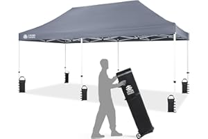 CROWN SHADES 10x20 Pop Up Canopy Tent - Commercial Canopy Tent with 400D Strength Oxford Fabric, Hexagonal Leg, 4 Upgraded Weights - Great for Trade Shows, Events,Parties & Commercial Use, Gray