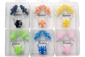 Zooshine 6 Sets Waterproof Swimming Earplugs Nose Clips Swimming Ear & Nose Protector Sets Box Packed
