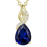 FANCIME Sapphire Necklace 14K Solid Yellow Gold