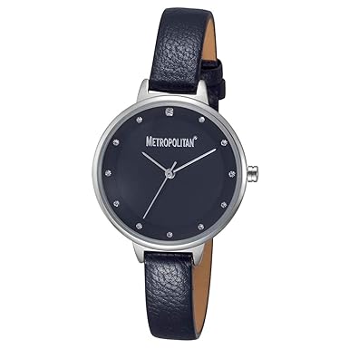 METROPOLITAN Damenuhr - Darling, dunkelblau/Silber - Made with Crystals from Swarovski