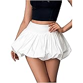 Verdusa Women's Bubble Skirt Elastic High Waisted Puffy Skorts Shorts Y2k Skirts with Shorts Underneath